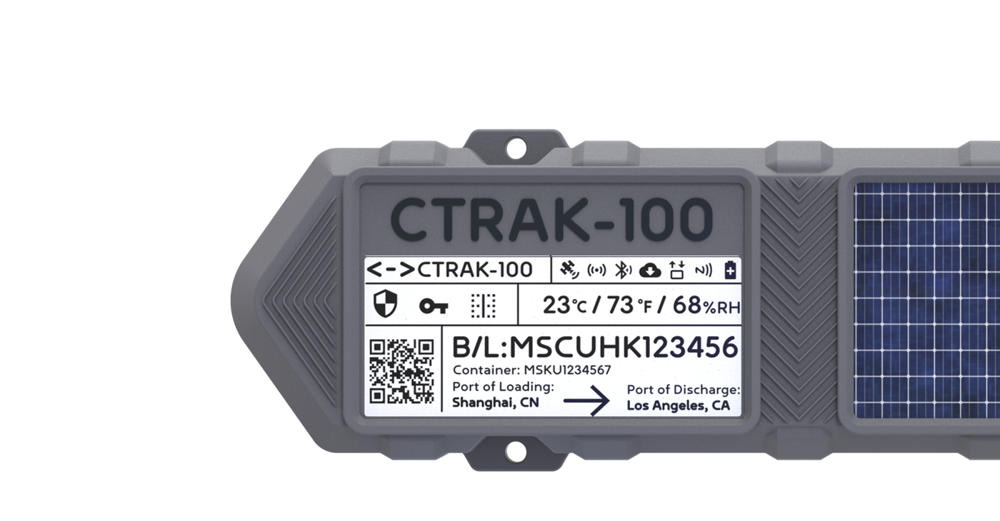CTRAK-100 gateway and its eInk shipment display